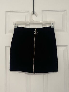 Revamped - Black Zip-Front Mini Skirt